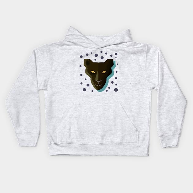 Funny panther Head Hand Drawn Kids Hoodie by Mako Design 